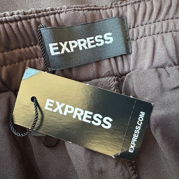 NEW Express Womens XS Pants Wide Leg Super High Rise Polka Dot Brown Lined - Picture 8 of 14